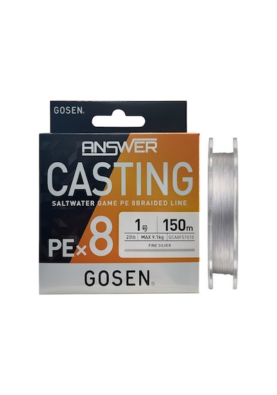 Gosen Answer Casting 8x 150mt 1.0pe Max 9.1kg Spin İp Örgü Misina Fine Silver