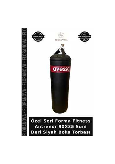 Özel Seri Fitness Antrenör 90x35 Suni Deri Siyah Boks Torbası