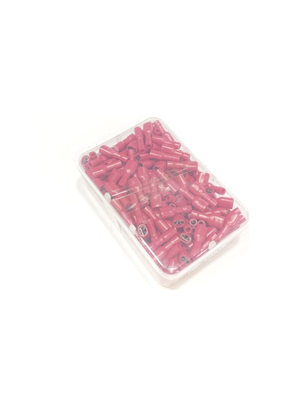 Tam İzoleli Dişi Faston Soket Kablo Ucu 0,8x6,35 0.5-1.5mm² Kırmızı 200 Adet