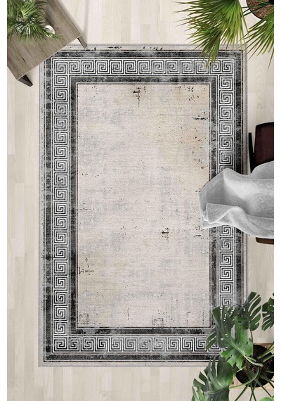 Kaymaz Taban Yıkanabilir Halı Mutfak, Salon, Yatak Odası İçin Modern Dijital Baskı Halı Slnhalı04 - 0015 Çok Renkli