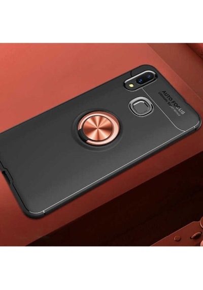 Huawei Y7 Prime 2019 Kılıf Zore Ravel Silikon Kapak Siyah-Rose Gold