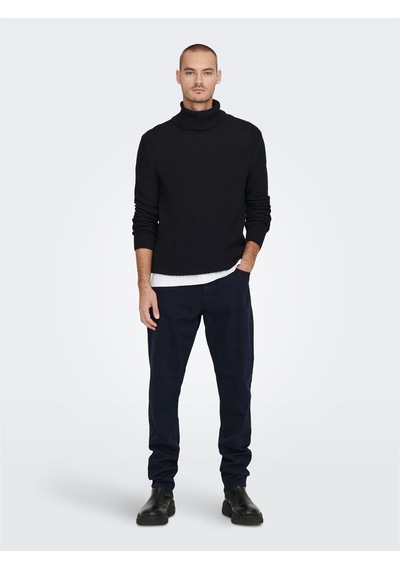 Only & Sons Onstuck 7 Roll Neck Knit Erkek Siyah Kazak - 22022595