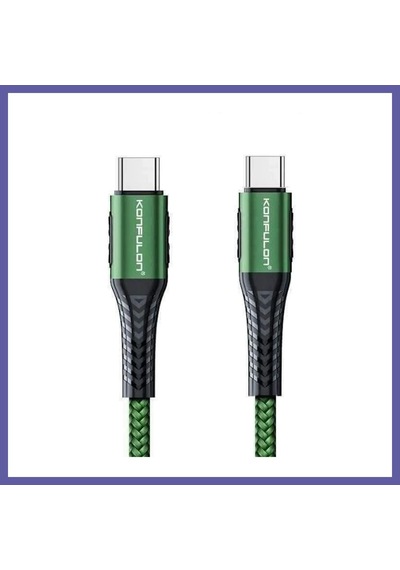 Bezos Konfulon Dc43 Type-c To Type-c 1m Örgü 60w Hızlı Şarj Kablo - Yeşil Nıda