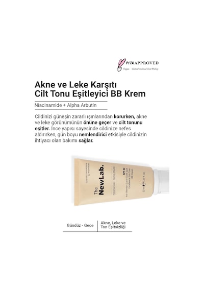 The NewLab Akne Ve Leke Karşıtı Cilt Tonu Eşitleyici Spf 30 Bb Krem-niacinamide+alpha Arbutin