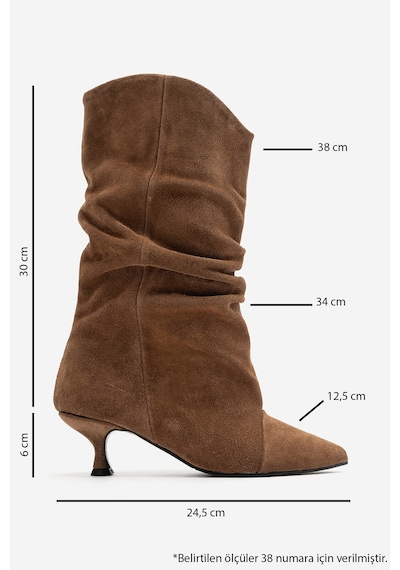 Luvi Shoes Petty Toprak Süet Hakiki Deri Kadın Körüklü Çizme