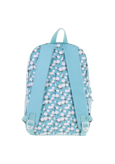 Kaukko Soft Floral Kız Çocuk Üç Bölmeli Turkuaz Çiçek Ve Çizgi Desenli Okul Sırt Çantası - K1796 Turkuaz