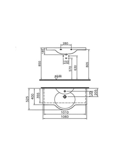 2044l003-1029 Etajerli Lavabo, 86 Cm Gri