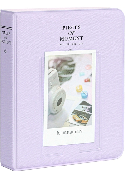 Fujifilm Instax Mini 12 Fotoğraf Makinesi + 20'li Film + Kıskaçlı Stand + Pvc Albüm + Simli Pleksi Kılıf Seti Lila