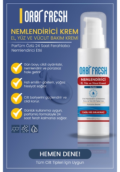 Yoğun Nemlendirici El,yüz,vücut Bakım Kremi Su Bazlı Yağlı His Bırakmaz 100ml