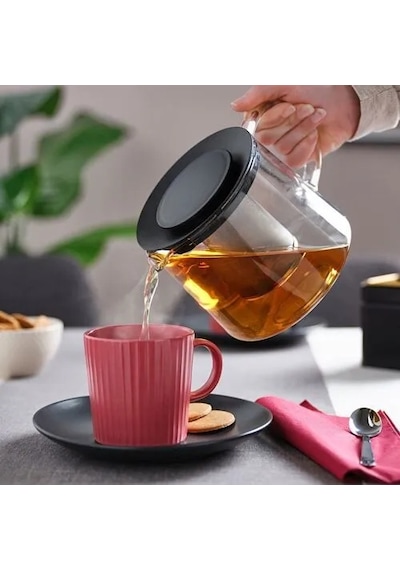 Sumuhome Rıklıg Pratik Cam Demlik 1.5 Lt Siyah - Şeffaf
