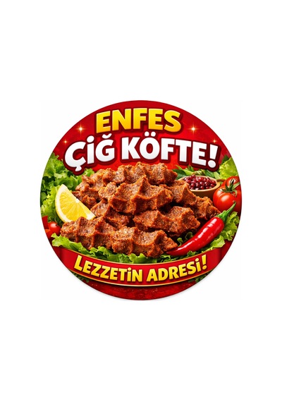 Mayeka Çiğ Köfte Dükkanı İçin Duvar Kapı Tablo Süsü Ahşap Askılı Pano Tabela No 16