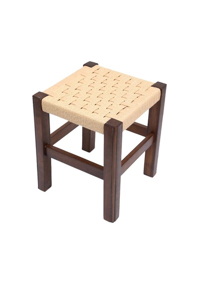 Hasır Örgülü Tabure 35 Cm Ceviz