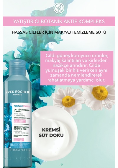 Yves Rocher Makyaj Temizleme Sütü-hassas Cilt-pure Algue Sensitive Yatıştırıcı Botanik Kompleks 200ml