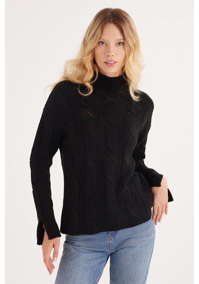 Tudors Kadın Regular Fit Klasik Kesim Yarım Balıkçı Yaka Örgü Desenli Siyah Kazak-37043 Siyah Tudors Kadın Regular Fit Klasik Kesim Yarım Balıkçı Yaka Örgü Desenli Siyah Kazak-37043 Siyah