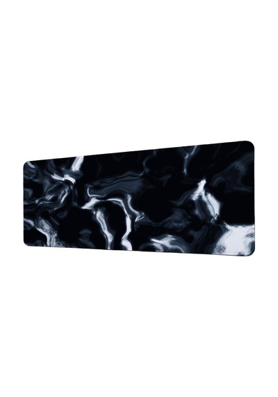 Mürekkep Duman Gaming Mousepad Xxl 90x40 Cm Kaymaz Taban Dikişli Kenar Siyah Beyaz Oyuncu Mousepad