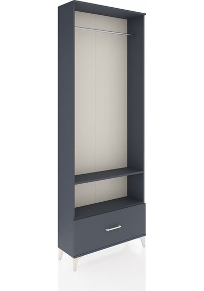 Arges Dolap 2 Raflı Tek Çekmeceli Tek Askılı 88x30x243 Antrasit-antrasit Antrasit