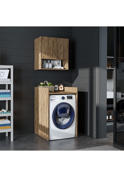 Çamaşır-kurutma Makinesi Dolabı+ Üst Dolabı, Atlantik Çam 65 Cm Atlantik Çam