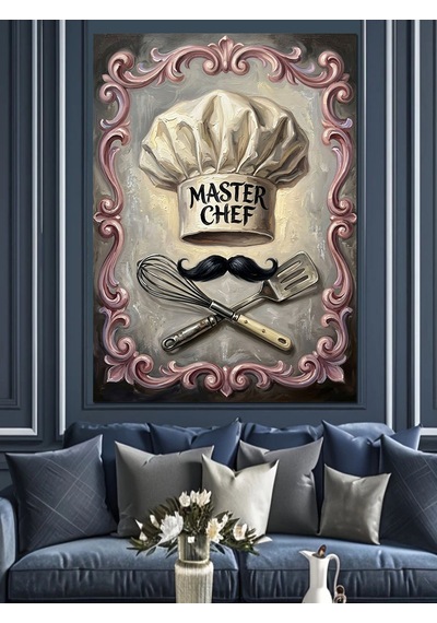 Master Chef Mutfak Kuralları Tabelası Dekoratif Kanvas - Mdf Ahşap Tablo