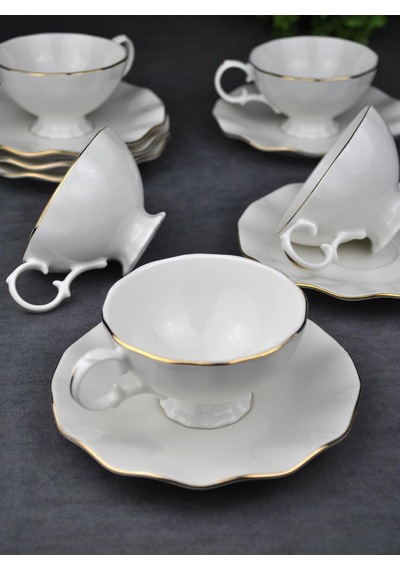 2 Kişilik 4 Parça Porselen Gold Yaldızlı Çay Neskafe Fincan Takımı 170 Ml Altın Fincan Seti -lilyum Diğer