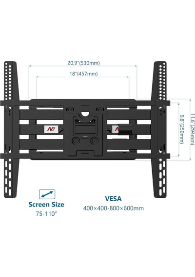 Nb Sp5 75"-110" Tv Uyumlu, Çift Kollu, Dönebilen, Vesa Destekli Ağır Hizmet Tipi Tv Askı Aparatı