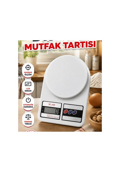 Dijital Mutfak Tartısı 1 G Hassasiyetli Lcd Ekranlı Otomatik Kapanma Renkli