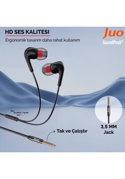 Juo 3.5mm Jack Girişli Mikrofonlu Kablolu Kulak İçi Kulaklık Diğer