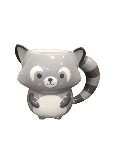 3d Rakun Seramik Kahve Fincanı Gri