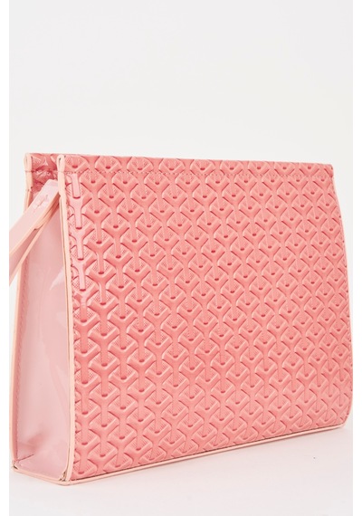 Vivaq Kadın Petunya Dokulu Pudra Astarlı Suni Deri Bilek Askılı Portföy El Ve Clutch Çanta