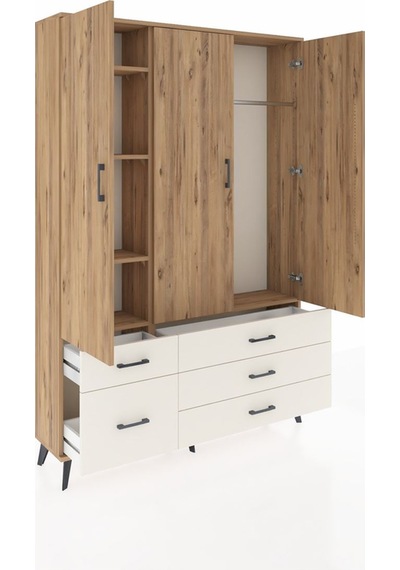 Arges Dolap 5 Raflı 5 Çekmeceli Tek Askılı 132x30x195 Çam-çam... Çam Arges Dolap 5 Raflı 5 Çekmeceli Tek Askılı 132x30x195 Çam-çam... Çam