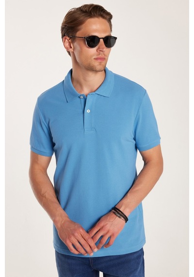 Tudors Erkek Slim Fit Dar Kesim Premium Seri %100 Pamuk Yumuşak Dokulu Merserize Mavi Polo Yaka Tişört -50912 Tudors Erkek Slim Fit Dar Kesim Premium Seri %100 Pamuk Yumuşak Dokulu Merserize Mavi Polo Yaka Tişört -50912