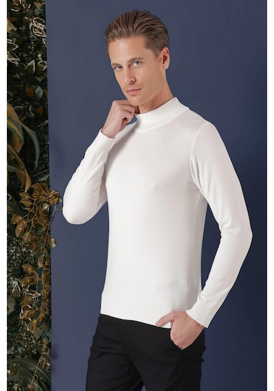 Efor Tr 863 Slim Fit Ekru Klasik Triko Ekru