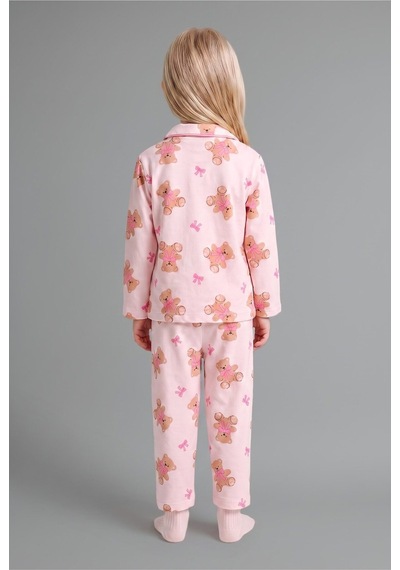 Defacto Ayıcık Desenli Önden Düğmeli 2li Pijama Takımı Kız Bebek I3231a526aupn114 Pembe-pn114