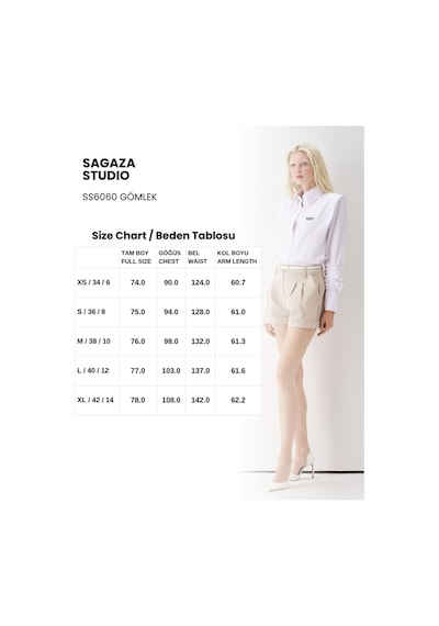 Sagaza Studio Ss6060 Ralph Straıght Kadın Gomlek Beyaz