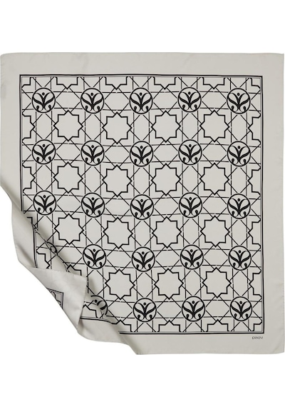 İpekevi Twill İpek Eşarp - Seljuk Monogram - Gri Siyah - Gri
