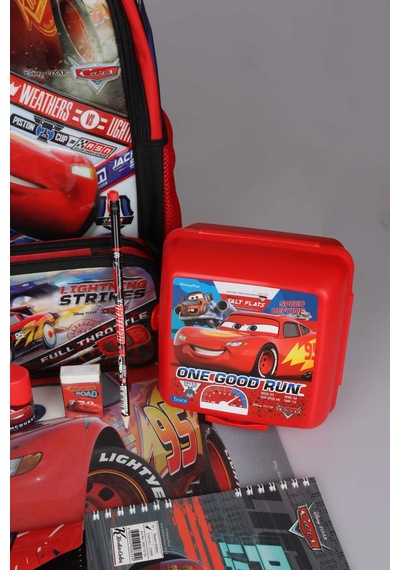 X Dekomus Lisanslı Cars Kırtasiye Okul Seti Okul, Beslenme Ve Kalem Çantası,matara, Beslenme Kabı Açık Gri