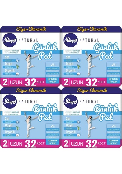 Sleepy Natural Günlük Ped Uzun 128 Adet Ekonomik