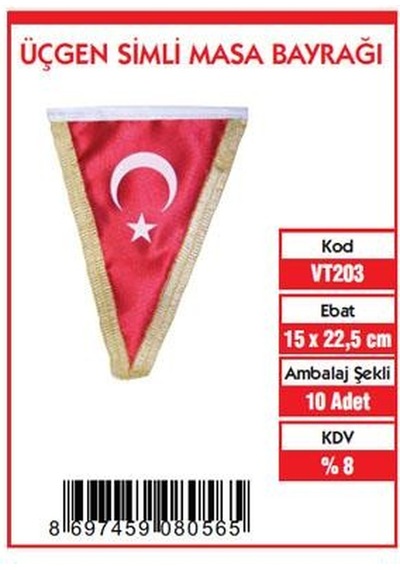 Üçgen Bayrak Simli 15 x 22 CM