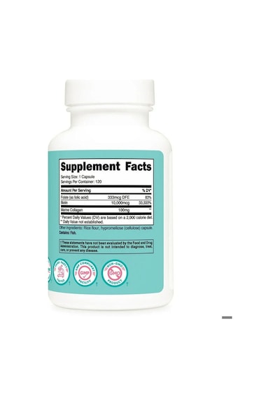 Nutricost Women Biotin With Folate & Marine Collagen Hair Skin & Nails 10,000 Mcg 120 Capsules