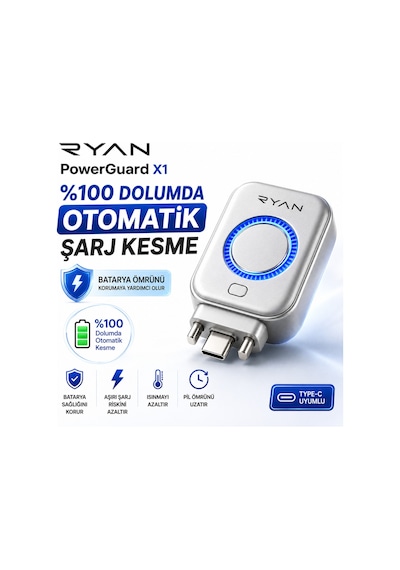 Type-c Batarya Koruma Cihazı Otomatik Şarj Kesici Telefon Tablet Powerbank Uyumlu Powerguard X1