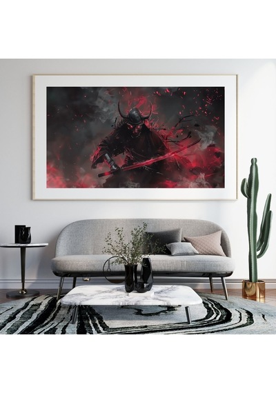 Samuray Yuvaya Son Bakış 90x60 8684660336185 Pvc Çerçevesiz Tablo