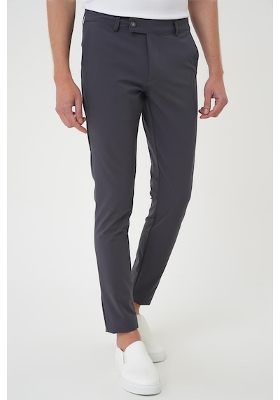 Efor Slim Fit Yan Cepli Düz Esnek Casual Koyu Füme Pantolon P 1144 Füme
