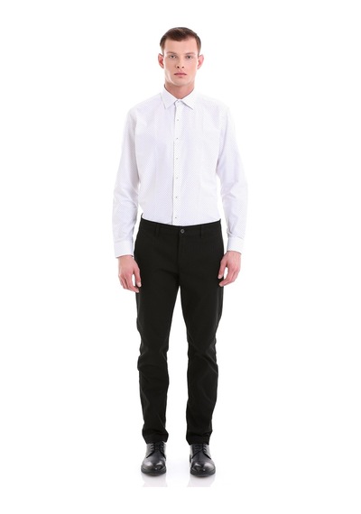 Hatemoğlu Gri Slim Fit Baskılı Pamuklu Slim Yaka Uzun Kollu Klasik Gömlek Gri