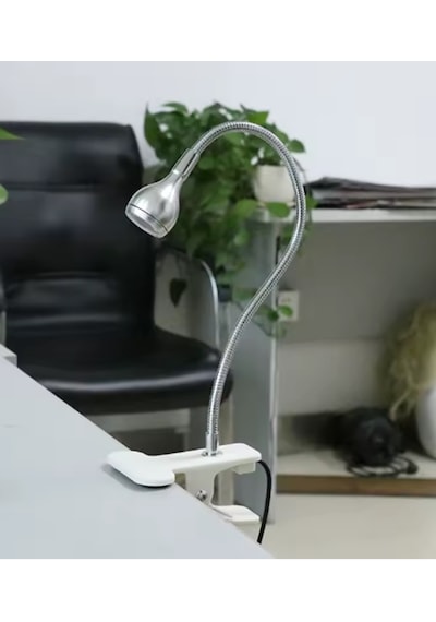 Beyaz Cob Ledli Masa Lambası Kıskaçlı Akrobatik Usb Masa Lambası - Çalışma Lambası - 360 Esnek Gövde Beyaz Işık