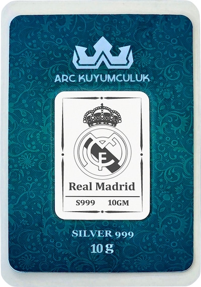 Hediyeye Özel 10 Gram Real Madrid Temalı 999 Ayar Gümüş İle Üretilmiş Gümüş Külçesi-757