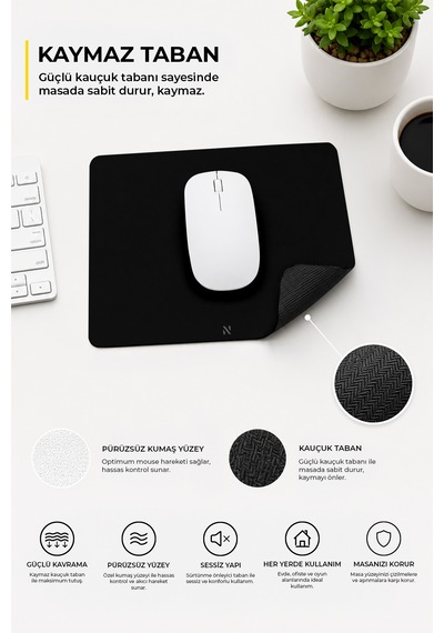 Siyah Renkli Ergonomik Mouse Pad, Kaymaz Yüzey İle Ev Ve Ofis Kullanımı İçin İdeal