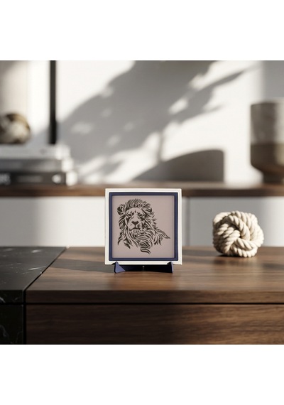 Aslan Konseptli Modern Dekoratif Obje, Yaşam Alanlarına Asalet Katan Şık Masaüstü Tasarımı 10x10 Cm