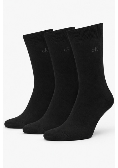 Calvin Klein Men's Cotton Crew Socks With Ck Logo 3 Pack Black Erkek Pamuklu Uzun Çorap 3 Lü Pkt Siyah Calvin Klein Men's Cotton Crew Socks With Ck Logo 3 Pack Black Erkek Pamuklu Uzun Çorap 3 Lü Pkt Siyah