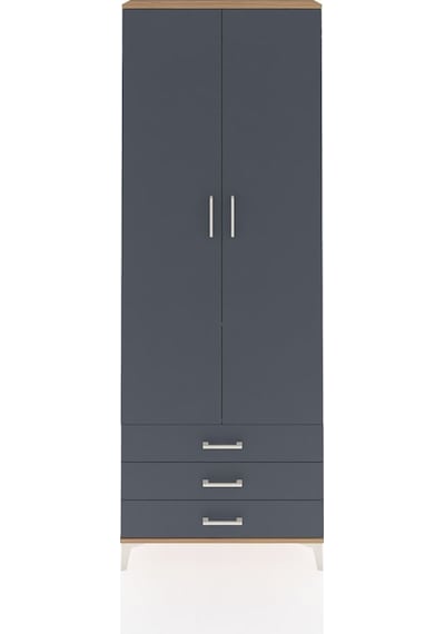 Arges Dolap 2 Raflı 3 Çekmeceli Tek Askılı 88x30x243 Çam-antr... Çam