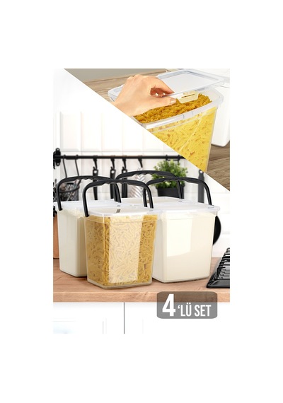 Meleni Home 4'lü Un Ve Bakliyat Kabı 6 Lt Saklama Kabı