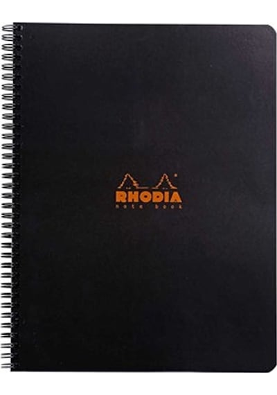 Rhodia Basic A4+ Kareli 80 Sayfa Siyah Kapak Spiralli Siyah Kapak